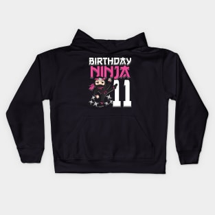 Birthday Ninja 11 Girl Pink Shinobi Themed 11th B-Day Party Kids Hoodie